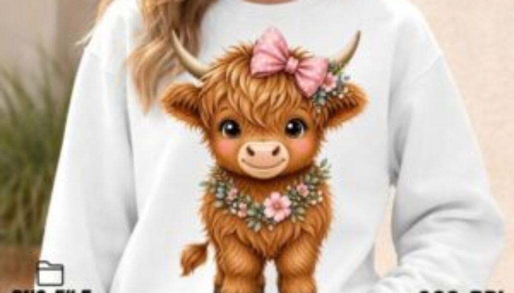 7 Cute Highland Cow Girl PNG