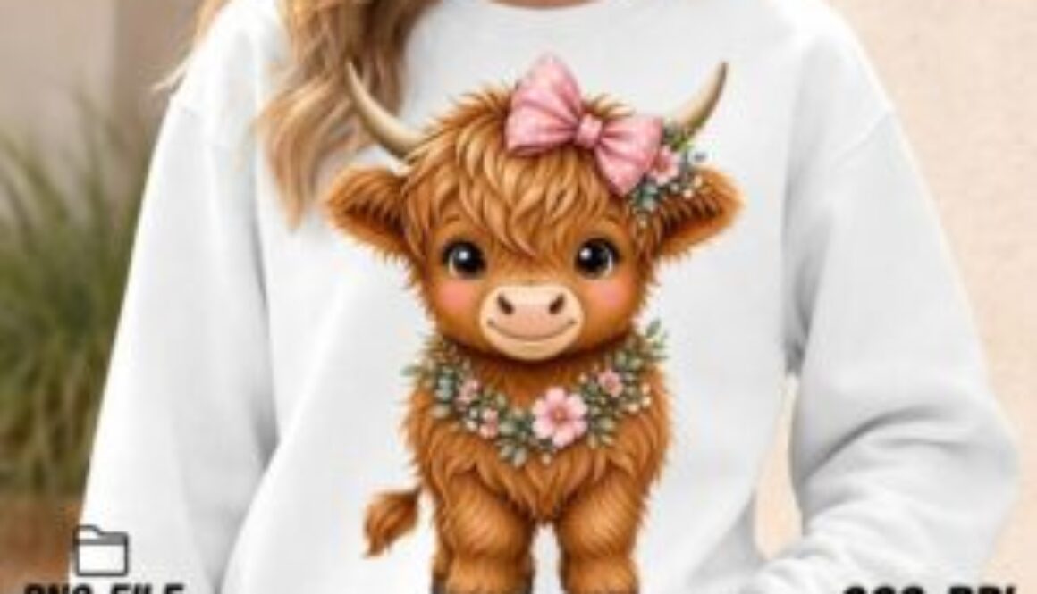 7 Cute Highland Cow Girl PNG