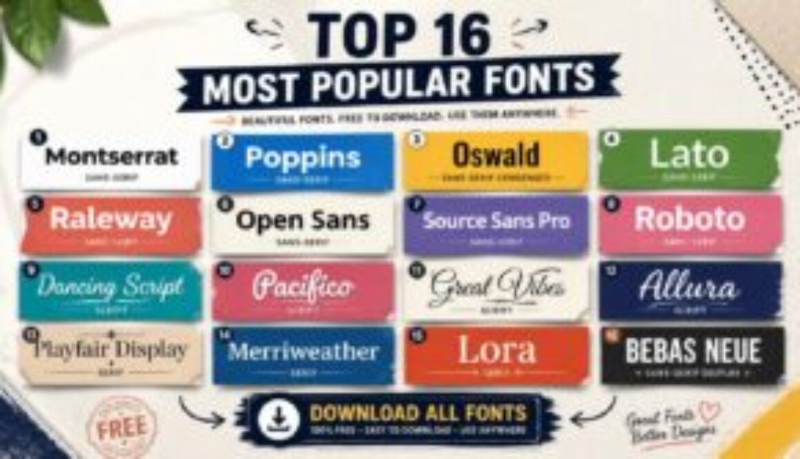 Top 16 most popular fonts free download