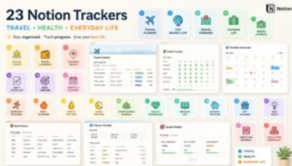23 Notion Trackers for Travel, Health & Everyday Life