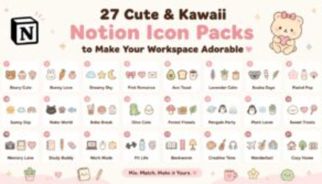 27 Cute & Kawaii Notion Icon Packs to Make Your Workspace Adorable